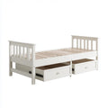 Lit simple avec 2 tiroirs blanc 90 x 190 cm en pin massif et MDF rectangulaire