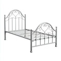 Lit simple 90 x 190 cm gris en acier avec sommier à lattes rectangulaire