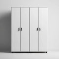 Armoire penderie 4 portes blanche 160 x 50 x 200 cm en panneaux de particules mélaminés rectangulaire