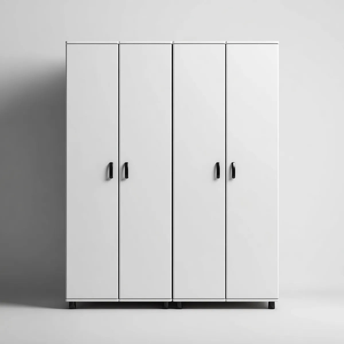 Armoire penderie 4 portes blanche 160 x 50 x 200 cm en panneaux de particules mélaminés rectangulaire