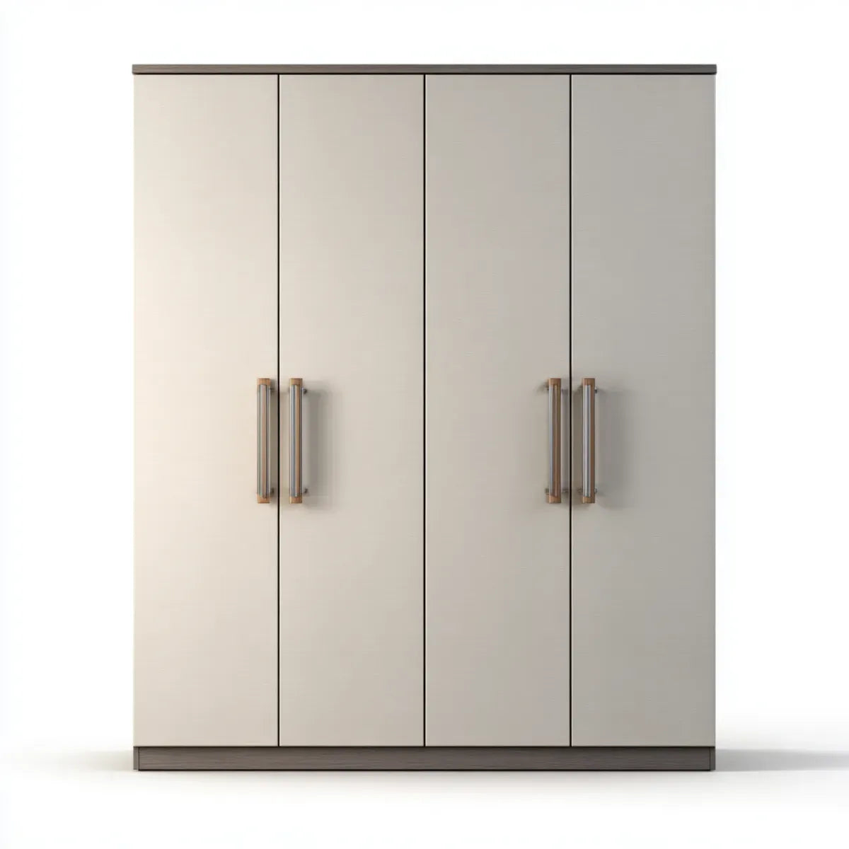 Armoire de chambre 4 portes beige 200 x 60 x 200 cm en panneaux MDF mélaminés rectangulaire