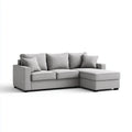 Canapé d’angle avec méridienne droite gris 230 x 145 x 85 cm en polyester forme L