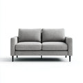 Canapé droit 2 places gris en polyester 150 x 84 x 82 cm avec pieds en acier noir