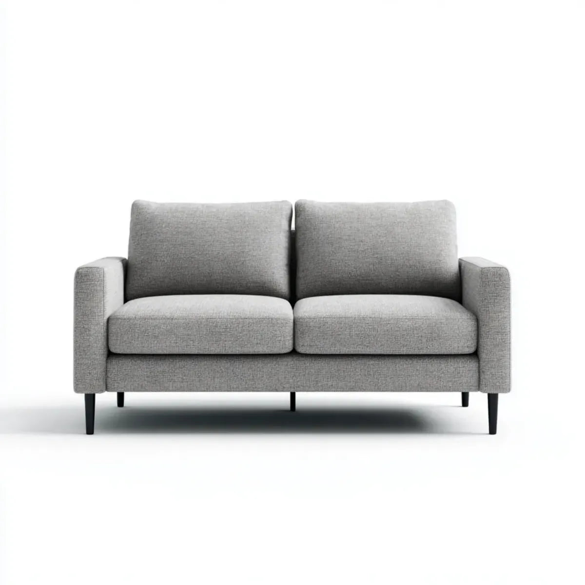 Canapé droit 2 places gris en polyester 150 x 84 x 82 cm avec pieds en acier noir