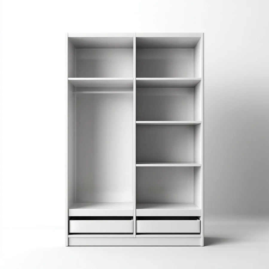 Armoire dressing ouverte blanche 100 x 50 x 200 cm en panneaux de particules rectangulaire
