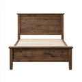 Lit double 160 x 200 cm marron foncé en pin massif rectangulaire avec tête de lit et sommier à lattes