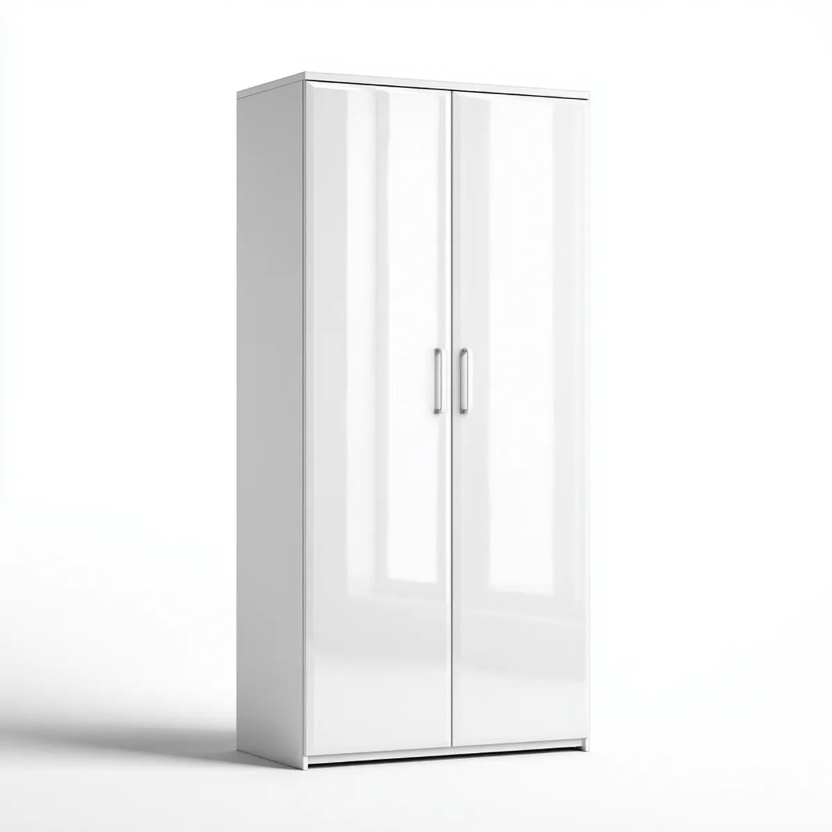 Armoire de chambre 2 portes blanche 80 x 52 x 180 cm en panneaux de particules mélaminés rectangulaire