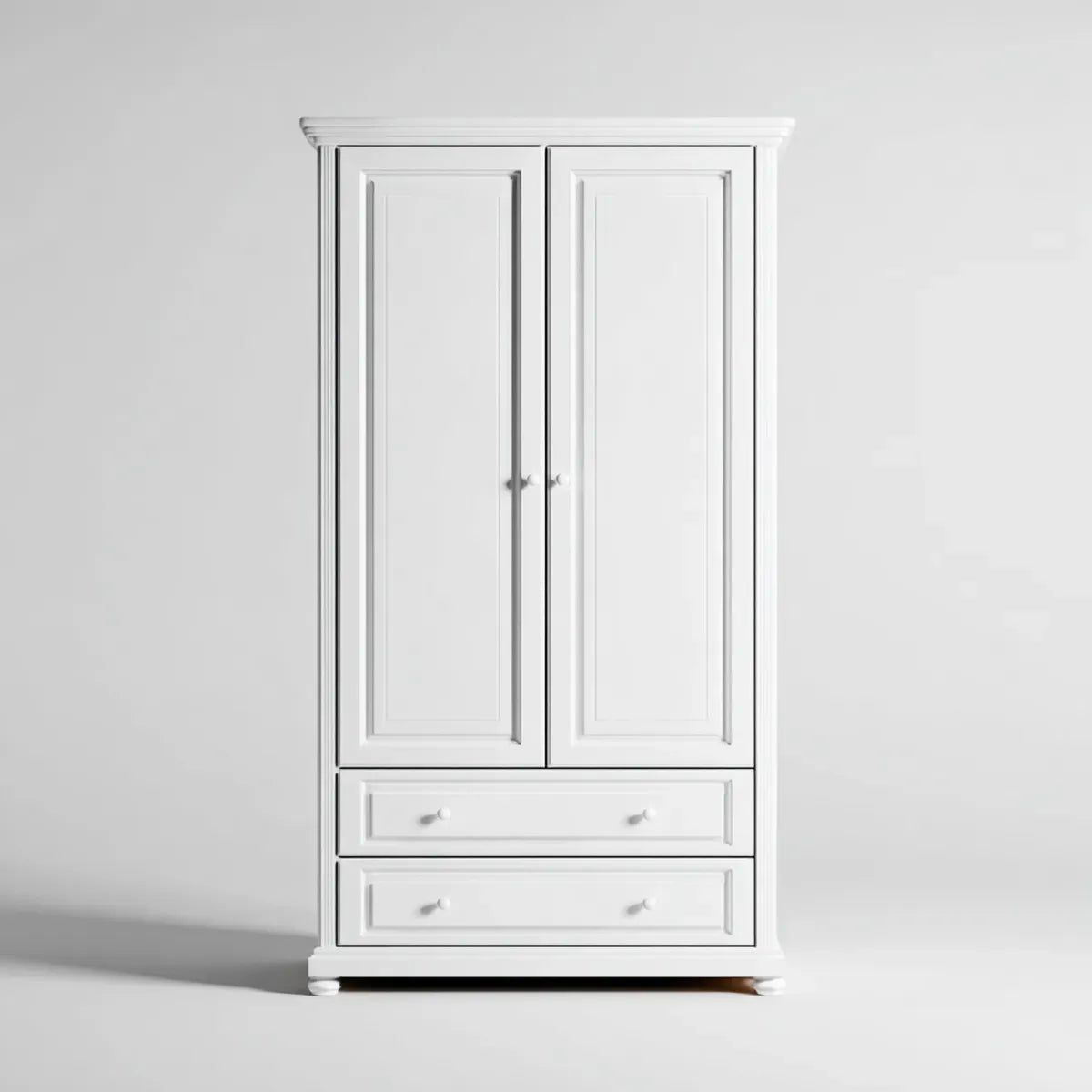 Armoire de chambre 2 portes 2 tiroirs blanche 100 x 55 x 200 cm MDF rectangulaire