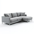 Canapé d’angle 3 places gris en polyester avec méridienne droite 280 x 170 x 85 cm