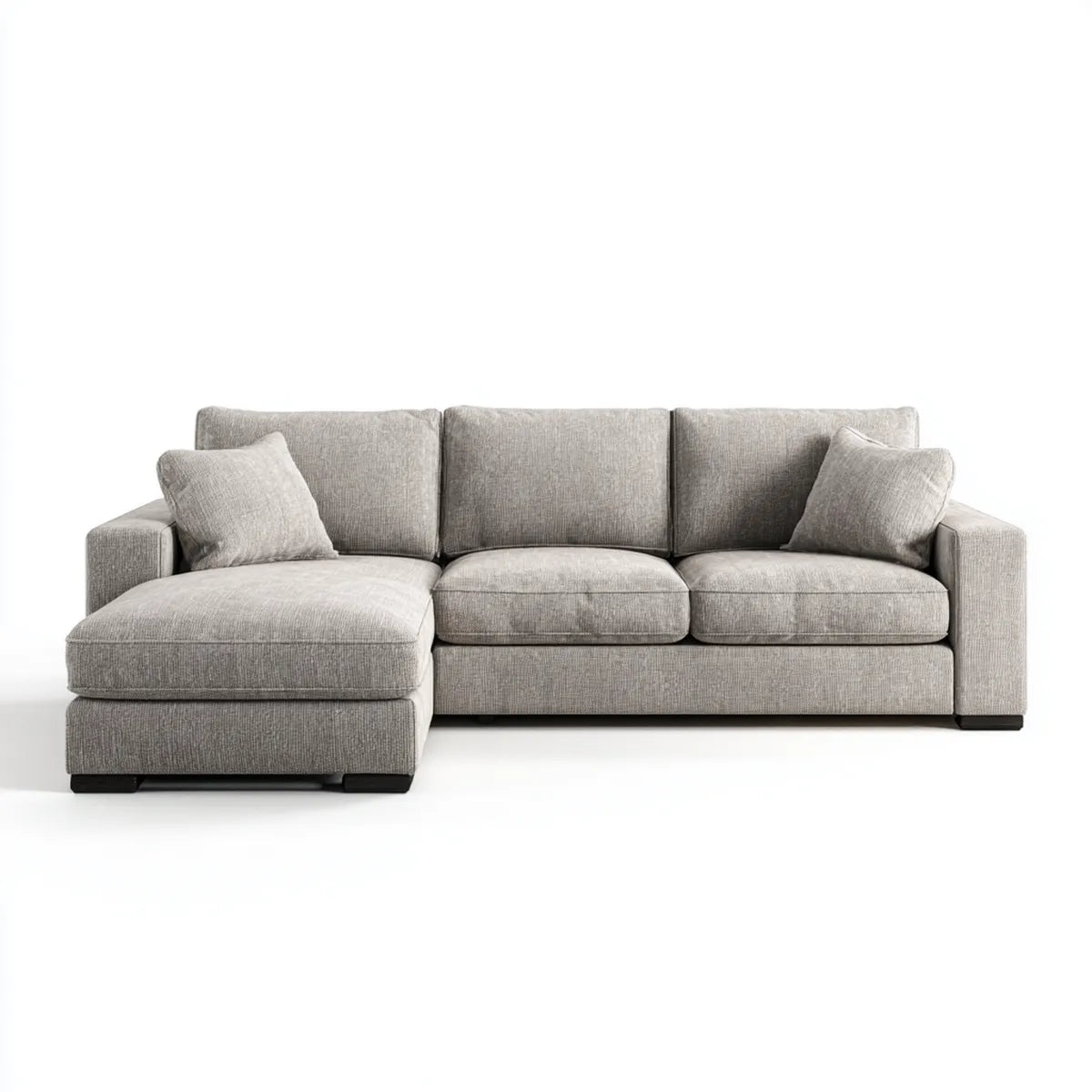 Canapé d’angle gauche 3 places gris en polyester 255 x 160 x 85 cm