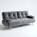 Canapé convertible 3 places gris en similicuir PU avec porte-gobelets 180 x 85 x 85 cm